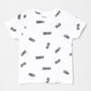 max Boys White Printed Cotton Round Neck T-shirt