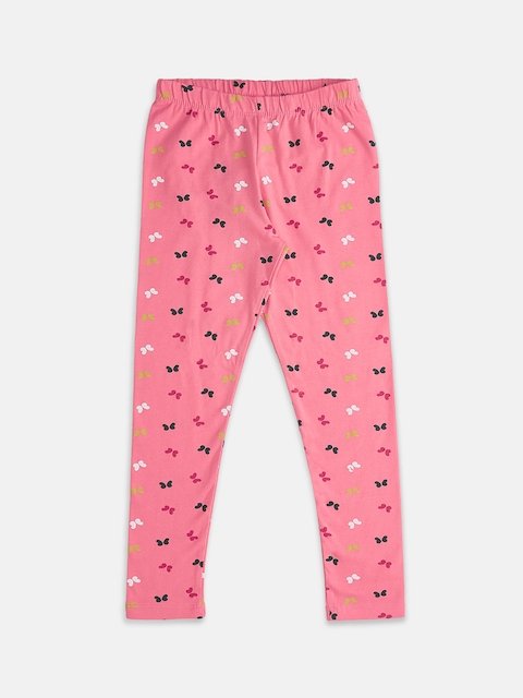 Pantaloons Junior Girls Pink & Black Printed Ankle-Length 100