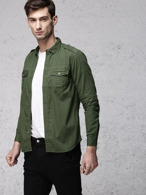 Buy Men's Olive Denim Jacket Shirt Online at Sassafras