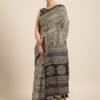KALINI Black & Beige Silk Blend Printed Khadi Saree