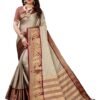 KALINI Grey & Maroon Checked Zari Pure Silk Saree