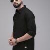 Roadster Men Black Regular Fit Solid Casual Shirt