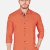 VeBNoR Men Orange Slim Fit Casual Shirt