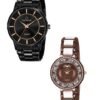 CARLINGTON His & Her Brass Embellished Dial & Multicoloured Stainless Steel Straps Watch