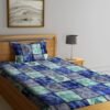 Fashion String Blue & Sea Green Floral 144 TC Single Bedsheet with 1 Pillow Covers