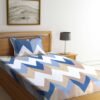KLOTTHE White & Blue Floral 210 TC 2 Single Bedsheets with 2 Pillow Covers - Image 2
