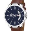 LIMESTONE Men Blue Brass Printed Dial & Brown Leather Straps Analogue Watch LS2971