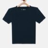 METRO KIDS COMPANY Boys Navy Blue Solid Pure Cotton T-shirt