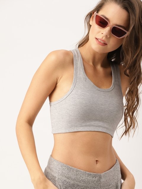 Buy DressBerry Beige Solid Non Wired Non Padded Sports Bra - Bra