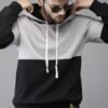 Campus Sutra Men Black & Grey Colourblocked Hooded Sweatshirt