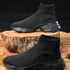 Fentacia Men Black Woven Design Flat Boots