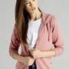 Roadster Women Coral Pink Solid Hooded Sweatshirt
