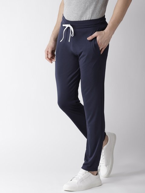 Hubberholme Men Navy Blue Solid Slim Fit Track Pants