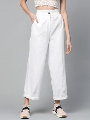 Buy FableStreet Women Beige Flared Solid Parallel Trousers - Trousers for  Women 11552810 | Myntra