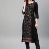 ZIYAA Floral Leafy Foil Print Kurta Set