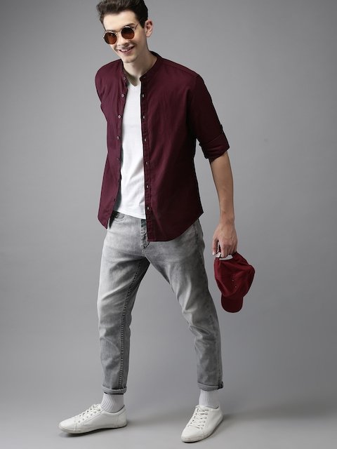 Burgundy shirt hotsell with jeans