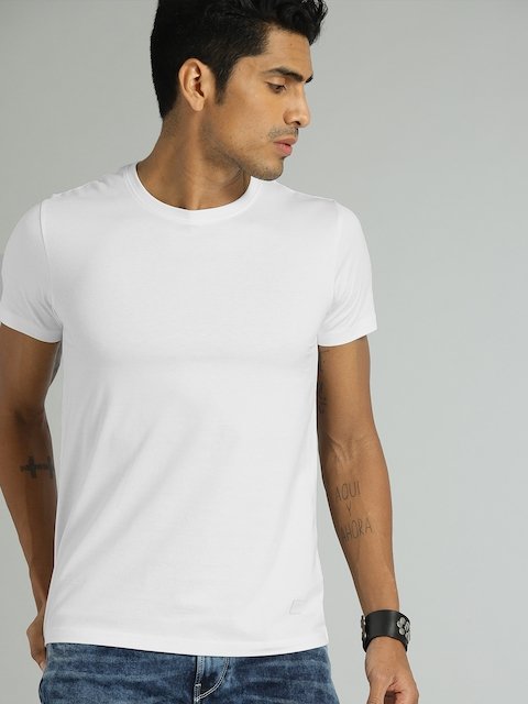 Roadster Men White Pure Cotton T-shirt - ₹ 199