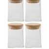 GOODHOMES Set Of 4 Transparent Glass Storage Jar With Wooden Lid - Image 2