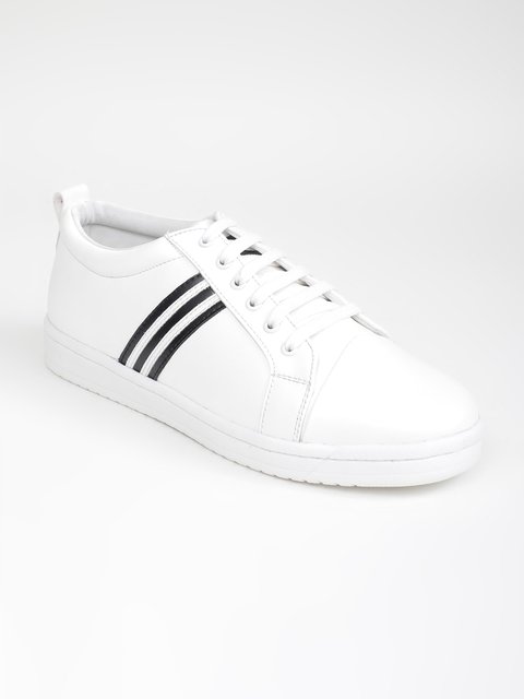 Men Navy & White Striped Shoes - Uniqueshoes