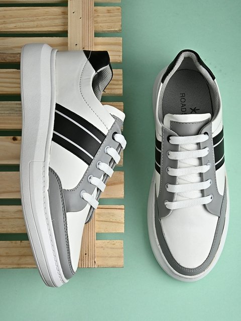 The Roadster Lifestyle Co Men White Striped Casual Sneakers - ₹ 199