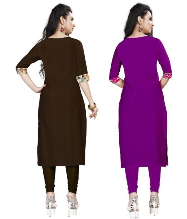 BROTHERS DEAL Purple Crepe Straight Kurti - Pack of 2 - Image 2