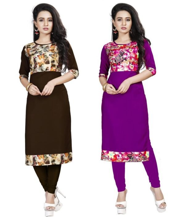 BROTHERS DEAL Purple Crepe Straight Kurti - Pack of 2