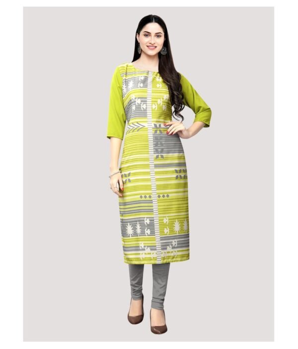 Ethnic Basket Green Crepe Straight Kurti - Single