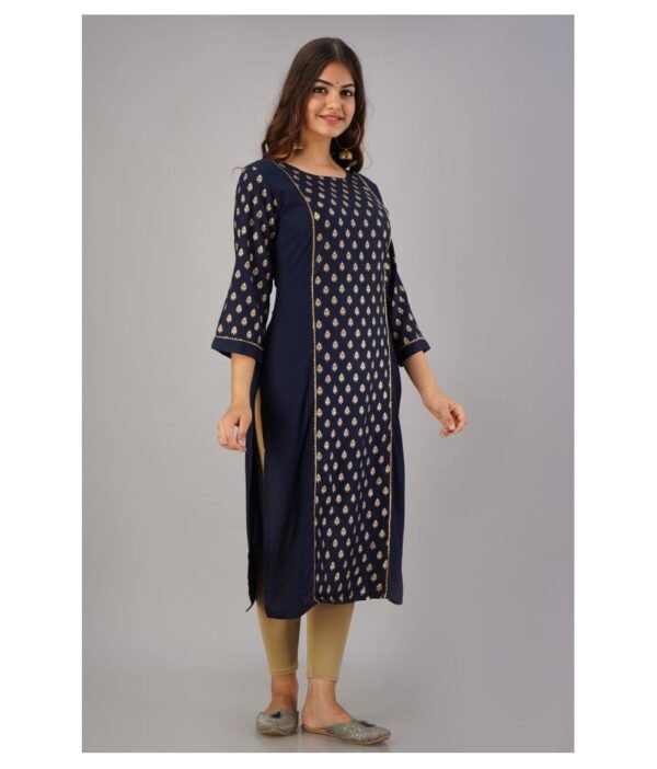 FABRR - Blue Rayon Women's A-line Kurti ( Pack of 1 ) - Image 2