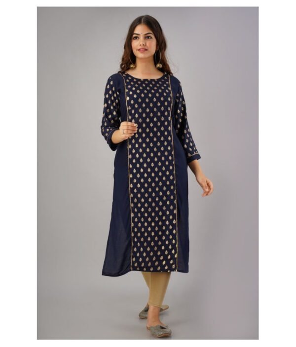 FABRR - Blue Rayon Women's A-line Kurti ( Pack of 1 )