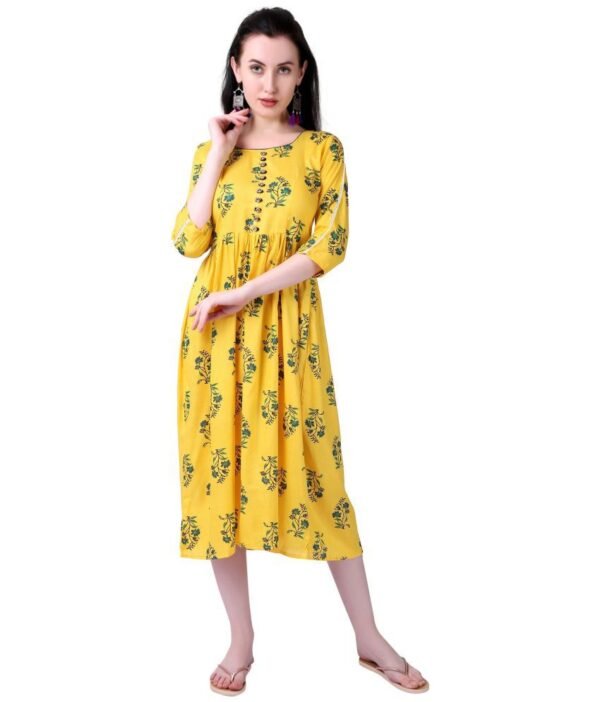 MEESORRA Yellow Rayon Pleated Kurti - Single - Image 2