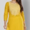 P PRIYA FASHION - Yellow Cotton Women's Straight Kurti ( Pack of 1 ) - Image 2