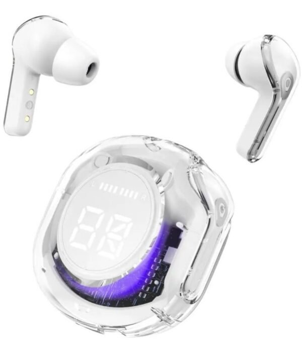 VEhop Transparent PRO Bluetooth True Wireless (TWS) In Ear 30 Hours Playback Fast charging,Powerfull bass IPX4(Splash & Sweat Proof) White