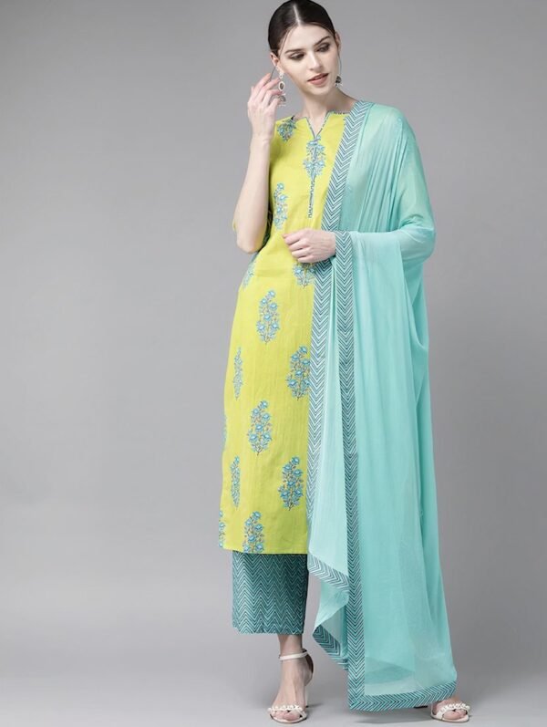 women kurta palazzo set wit dupatta