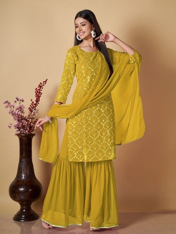 women kurta sharara set with dupatta