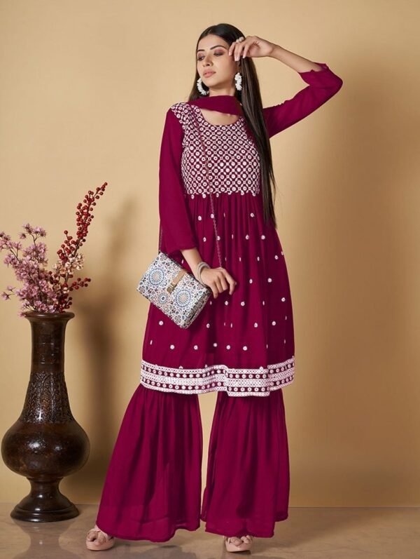 women kurta sharara set with dupatta